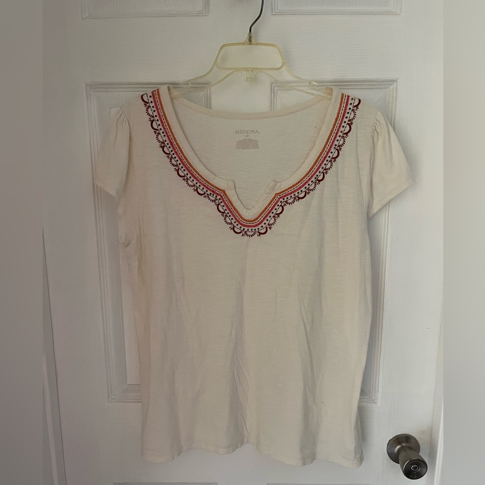 Merona top with Embroidery Trim